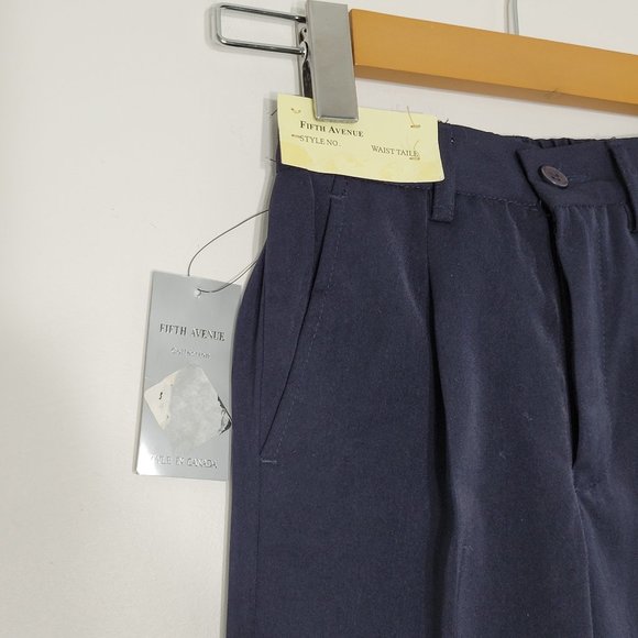 Fifth Avenue 🆕️ Kids Formal Blue Pleat Front Dress Pants Slacks Elastic Waist - Picture 3 of 14